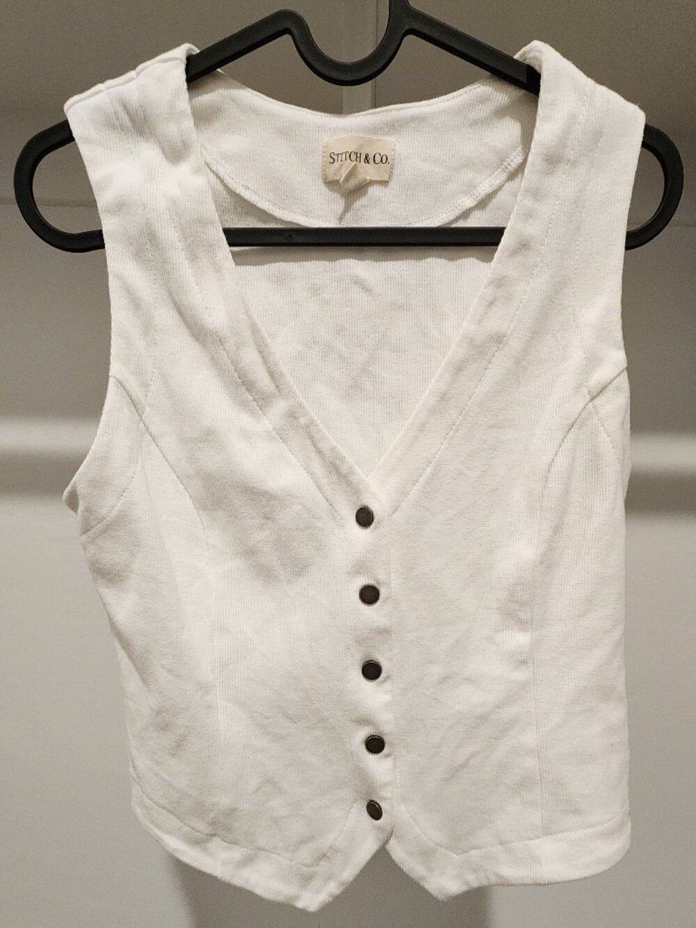 Stitch & Co. White Button Front Vest Size Medium